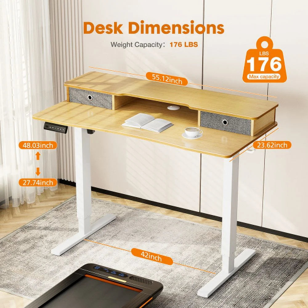 Height Adjustable Electric Standing Desk with Storage Shelf Q979