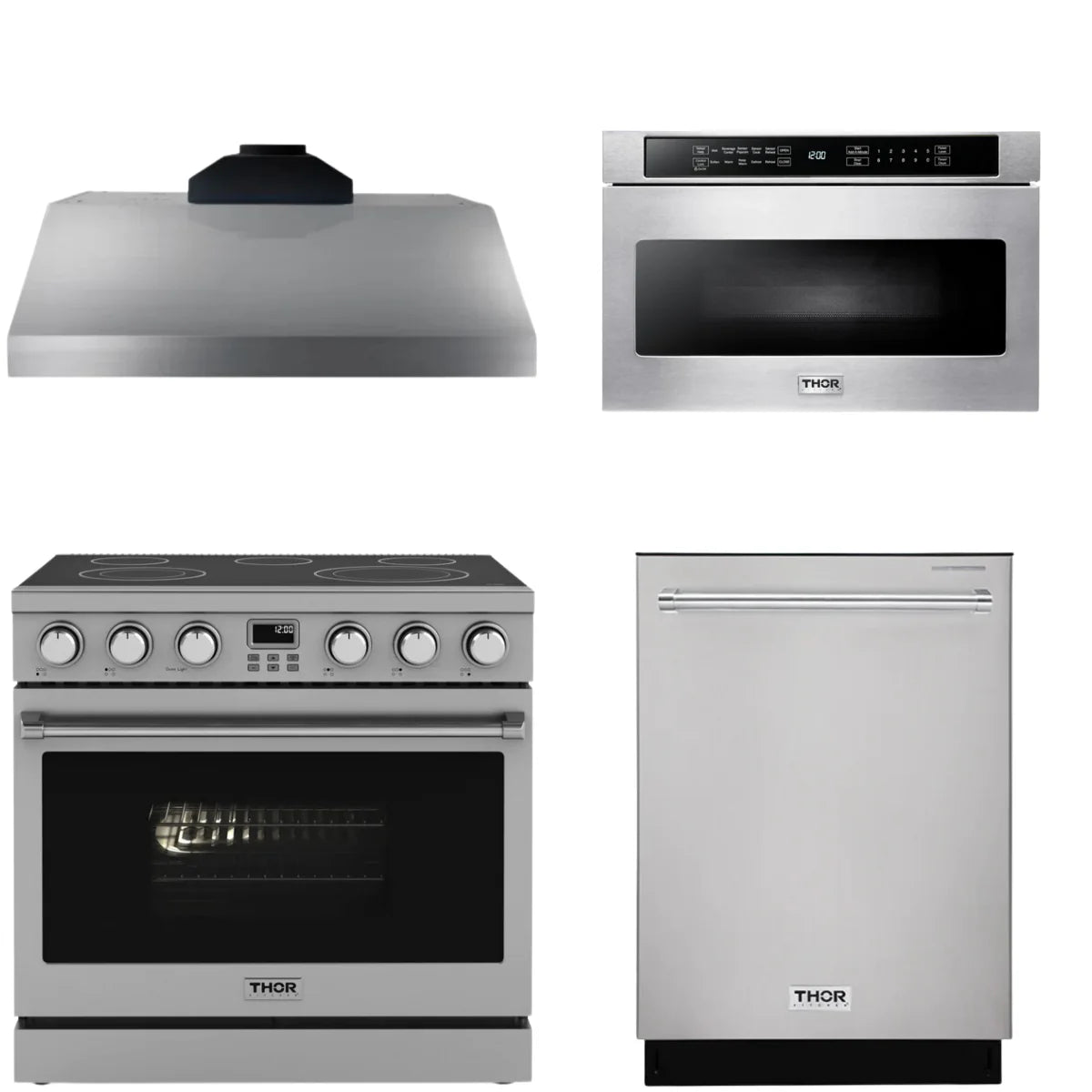 36 Electric Range, Range Hood, Dishwasher and Microwave U925