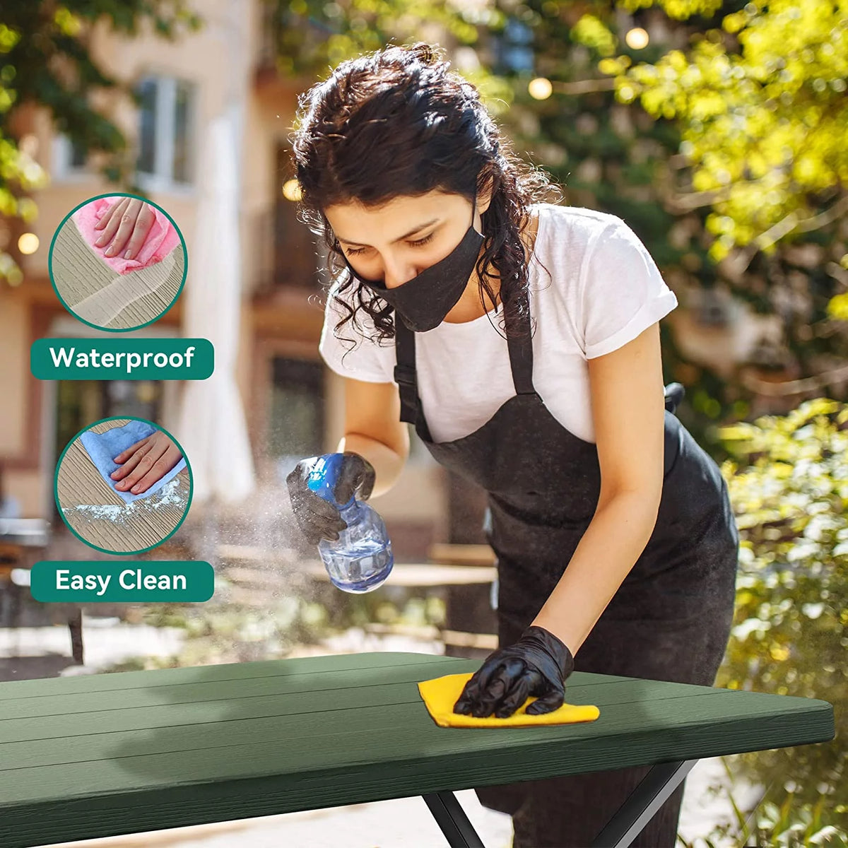 6ft Heavy Duty Outdoor Picnic Table and Bench Green D3423