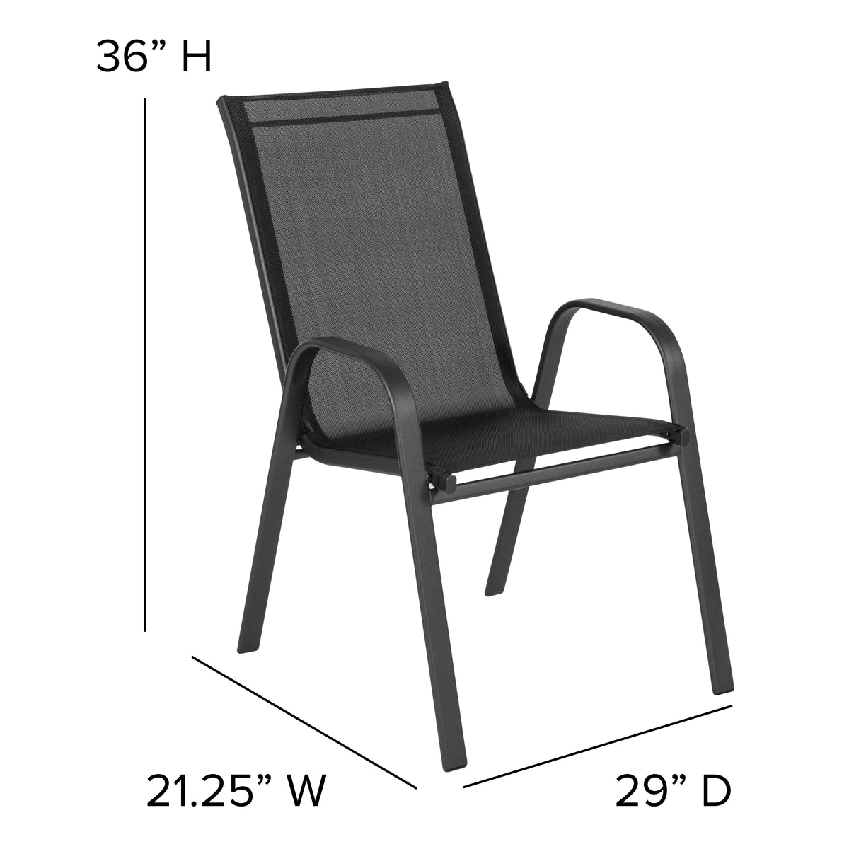 Black Stackable Patio Chairs, Set of 5 D8641