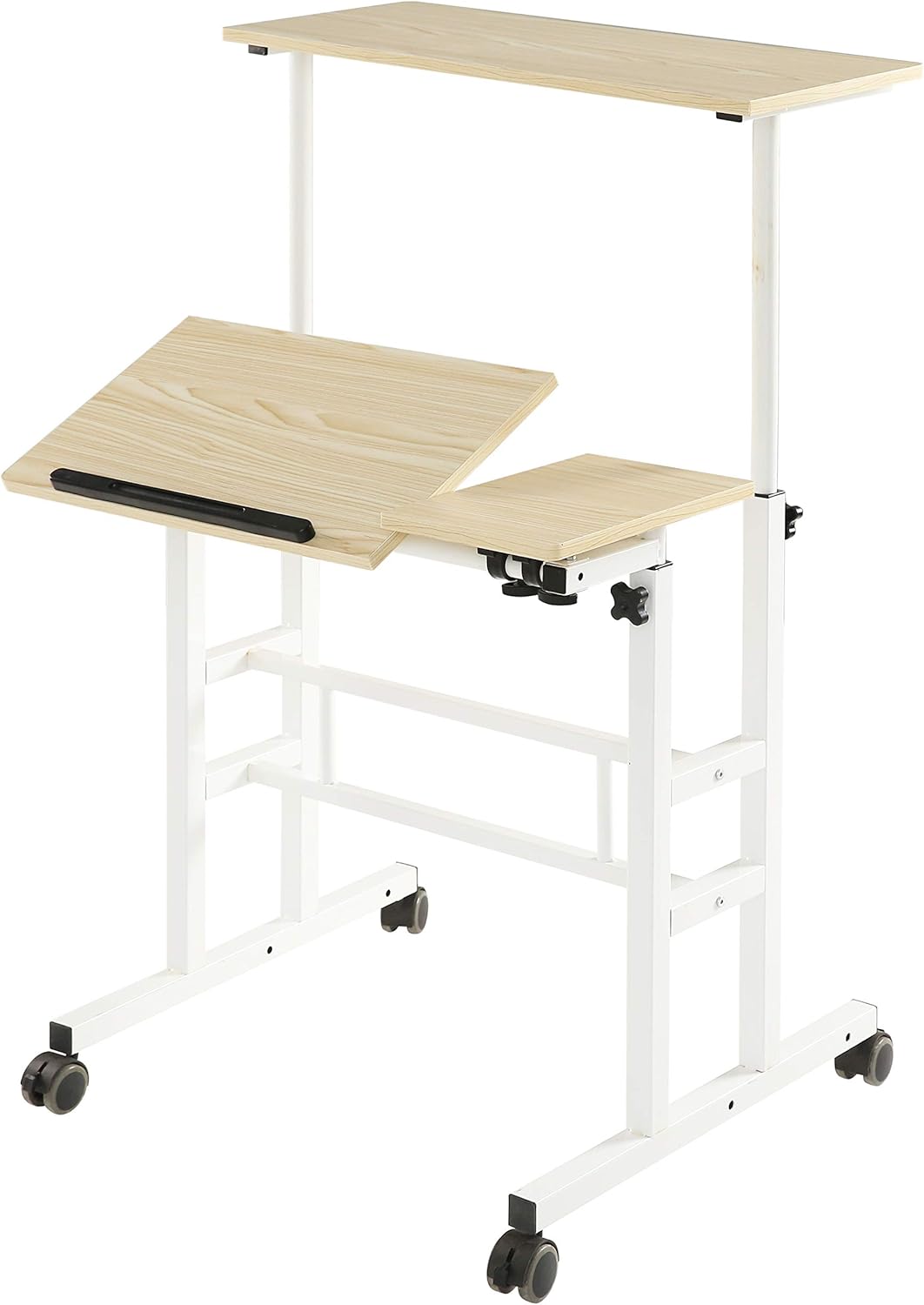 Light Grain Rolling Standing Desk Cart Pack of 2 D381912
