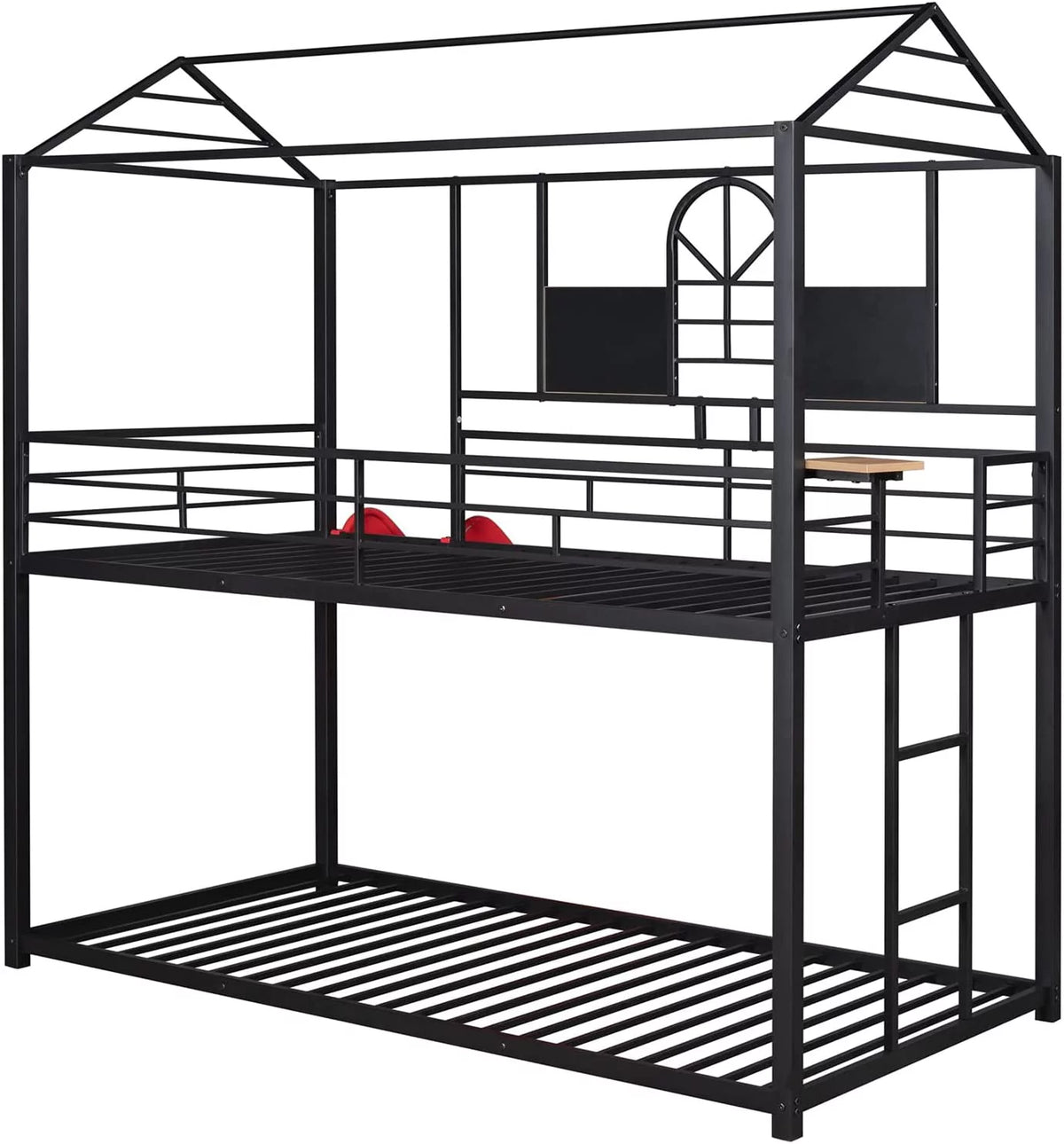 Twin Over Twin Metal Bunk Bed with Slide Q681
