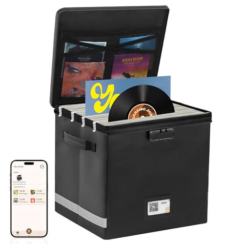 Black Waterproof Vinyl Record Storage Box with Lid X834422