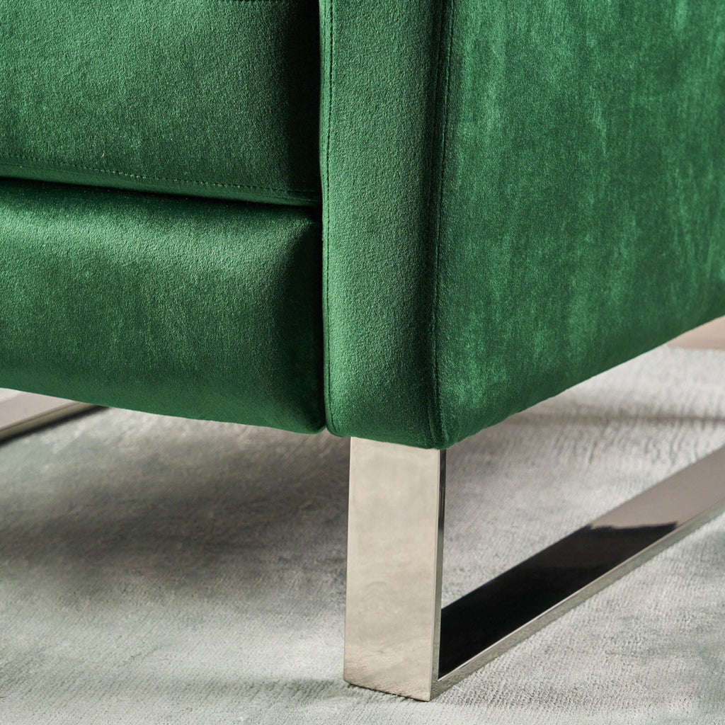 Green Velvet Push Back Recliner Y791