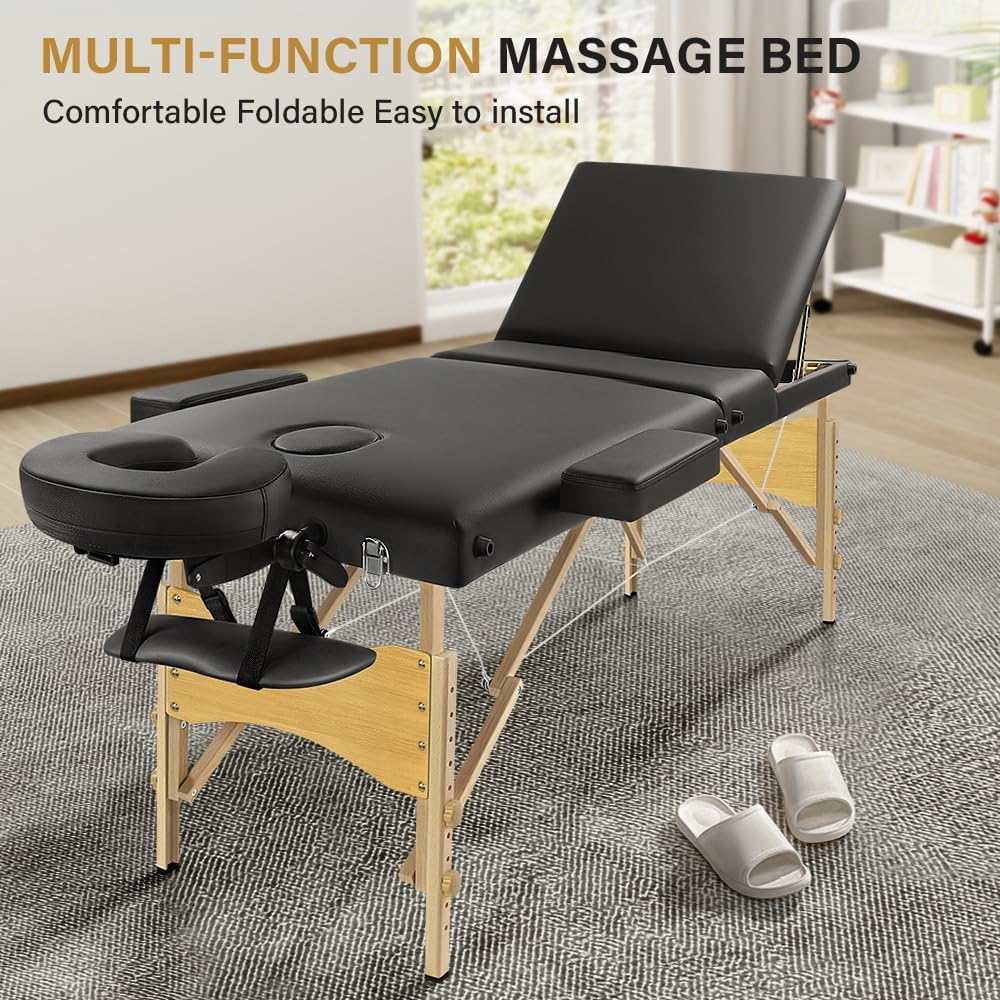 Black Folding Massage Table with Carry Case D317796