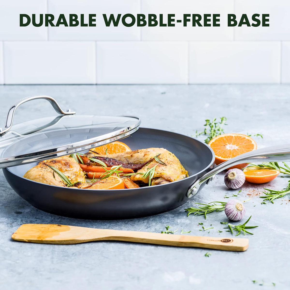 Gray Hard Anodized Ceramic Nonstick 10" Frying Pan with Lid Z5281