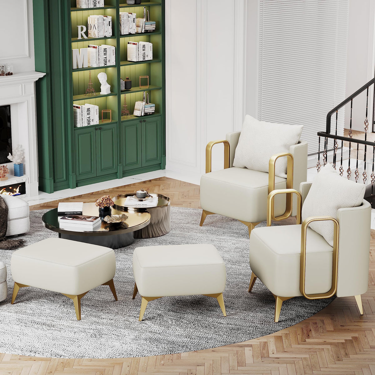 Velvet Accent Chair with Ottoman N277