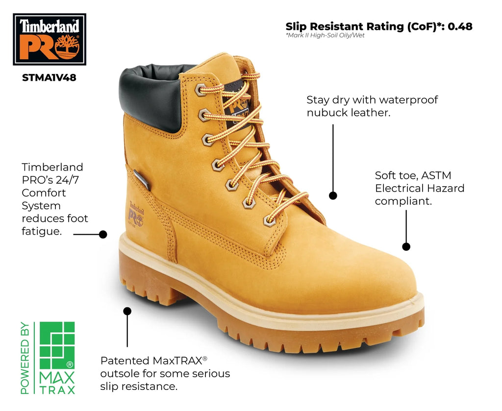 6IN Wheat Soft Toe Slip Resistant WP Boot J833484