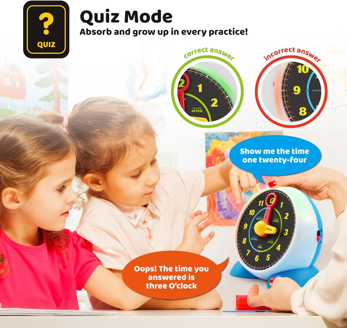 Learning Clock Teaching Light-Up Toy with Quiz and Music Sleep Mode K4776