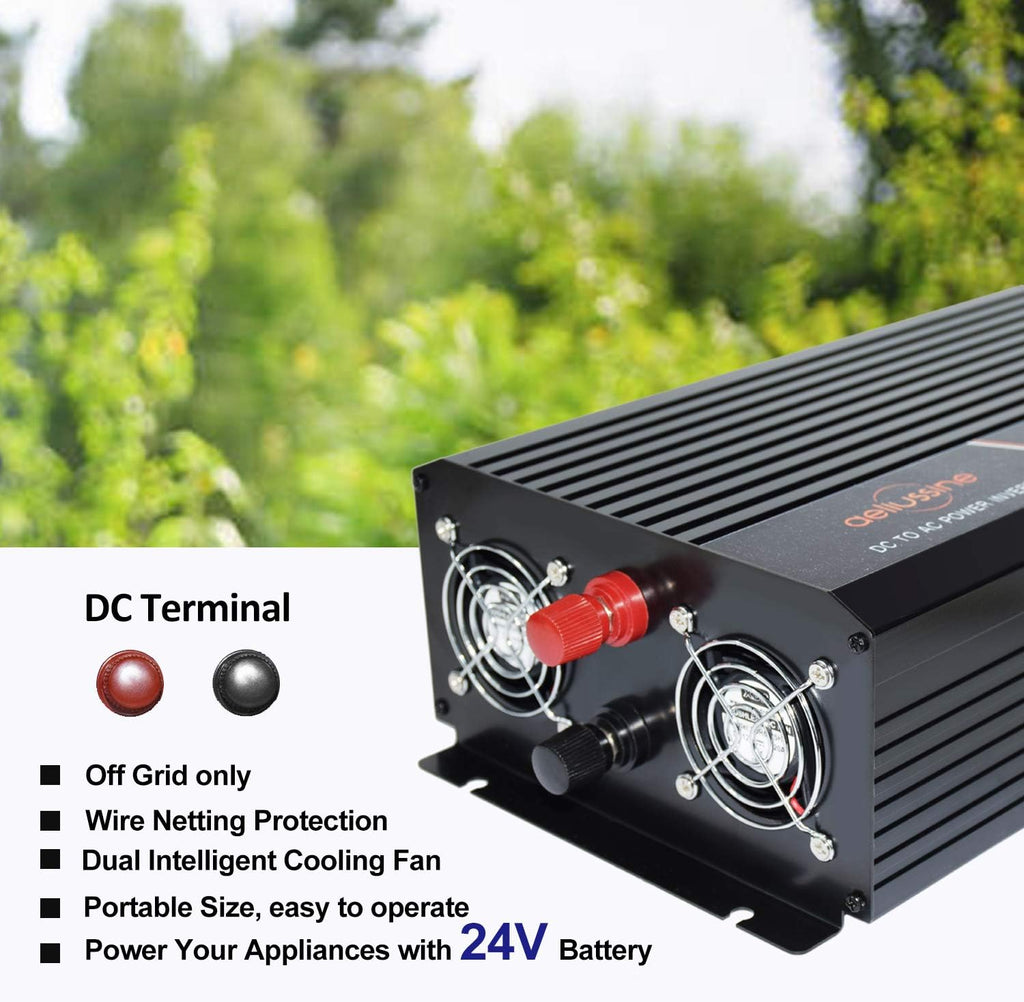 1500 watt Pure Sine Wave Inverter 24v dc to ac 110v 120v with LCD Display Pack of 2 O364903