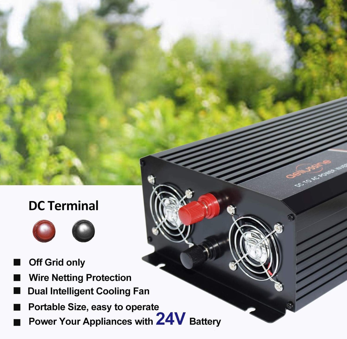 1500 watt Pure Sine Wave Inverter 24v dc to ac 110v 120v with LCD Display Pack of 2 O364903
