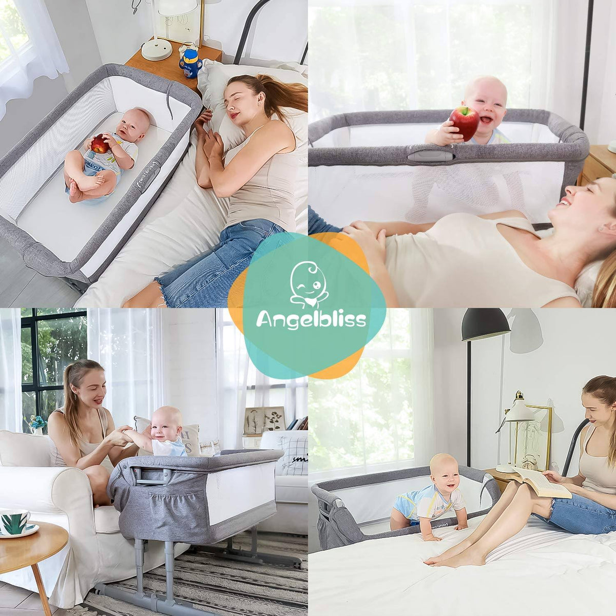 3-in-1 Baby Bassinet & Bedside Sleeper with Cradle Mode E7886