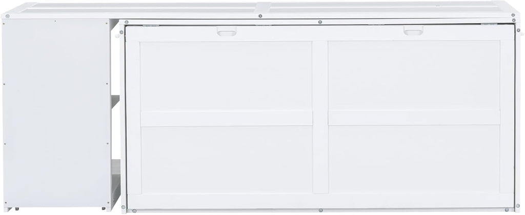 White Queen Size Murphy Bed with Storage Drawers R39171