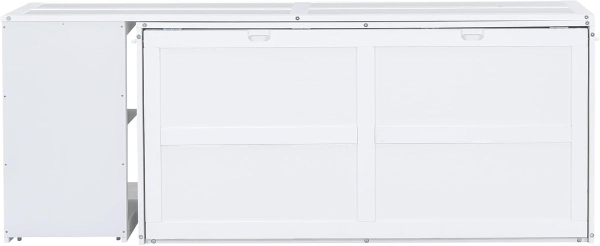White Queen Size Murphy Bed with Storage Drawers R39171