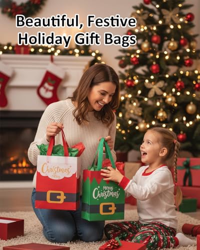 12PC Non-Woven Christmas Tote Bags with Handles M6457