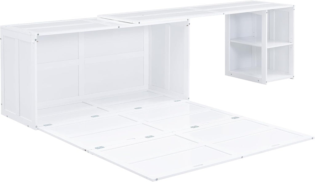 White Queen Size Murphy Bed with Storage Drawers R39171