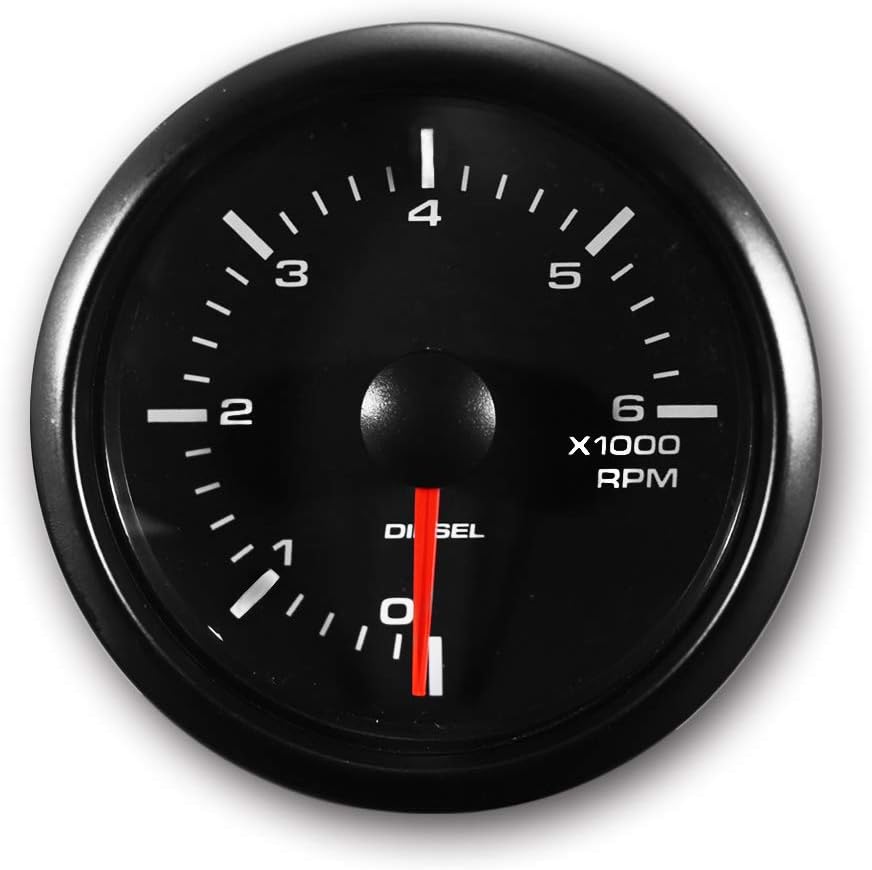 8000 RPM Universal Electronic Tachometer Gauge 52mm White Amber LED Backlit Black Dial Chrome Rim N60127