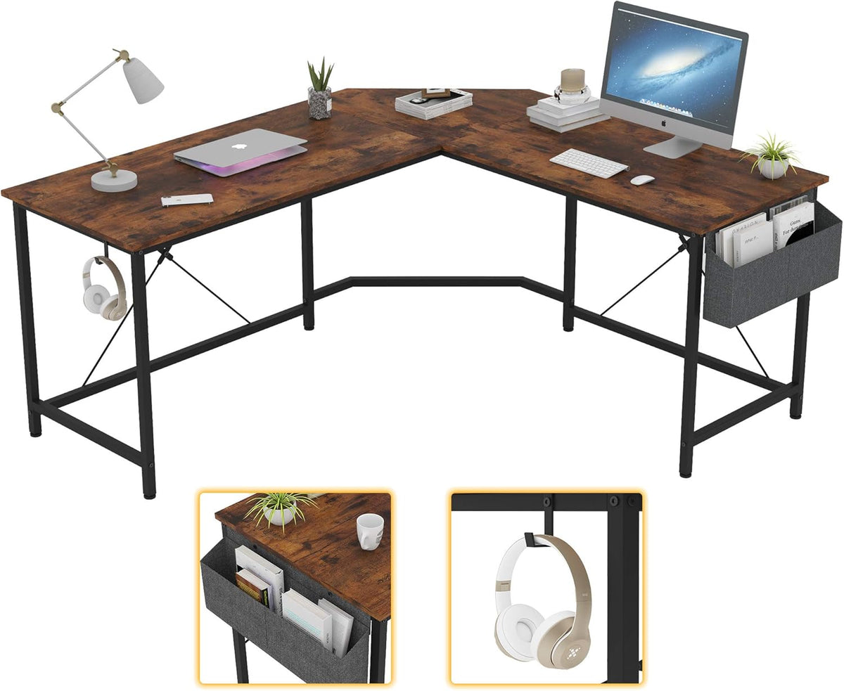 L Shaped Desk 59 Inches Computer Corner Desk with Storage K61027