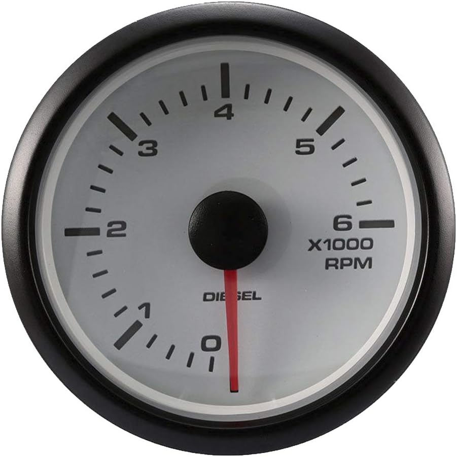 8000 RPM Universal Electronic Tachometer Gauge 52mm White Amber LED Backlit Black Dial Chrome Rim N60127