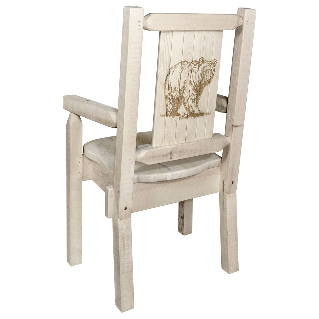 Laser Engraved Bear Design Captain's Chair Z399