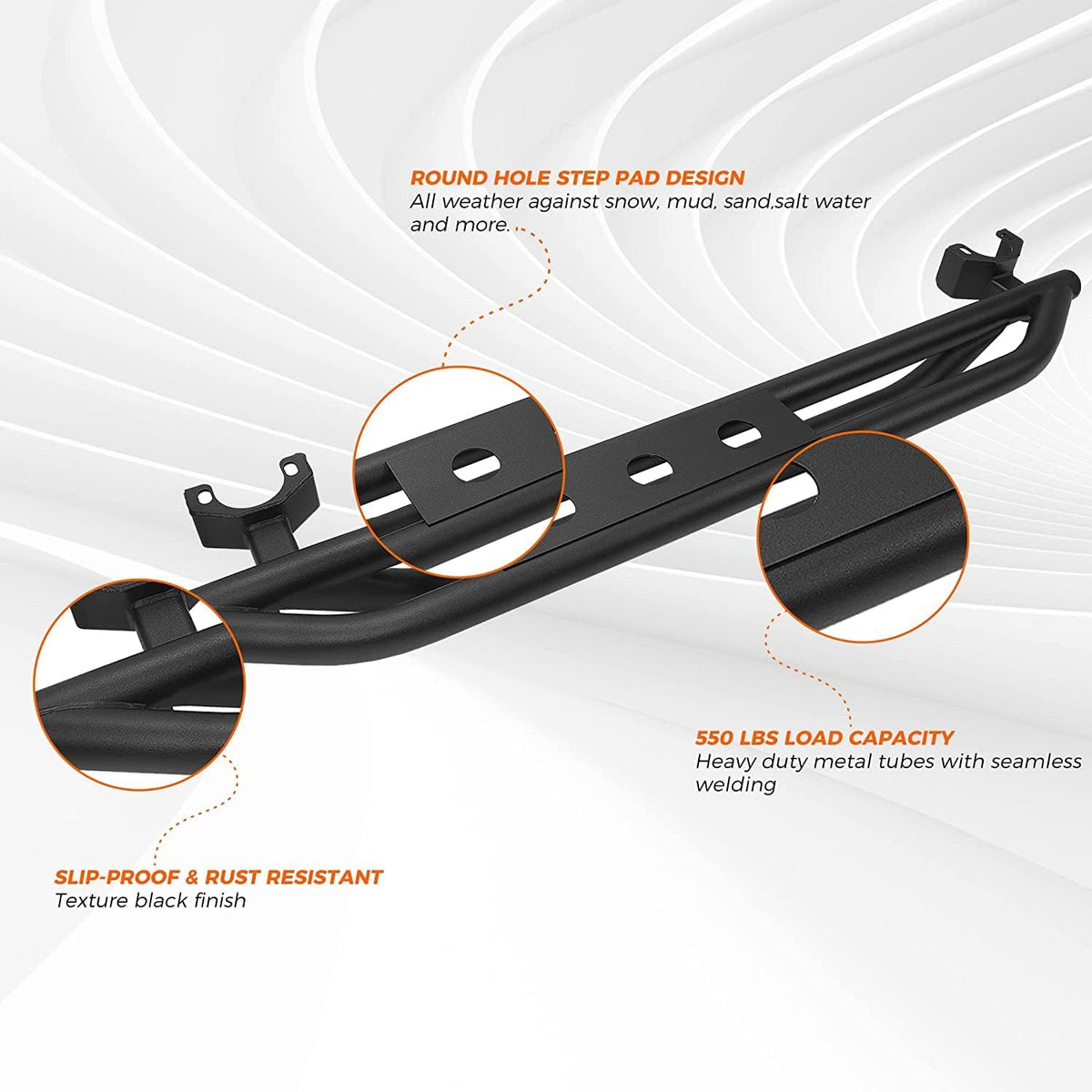 Black Steel Side Step Running Board B85758