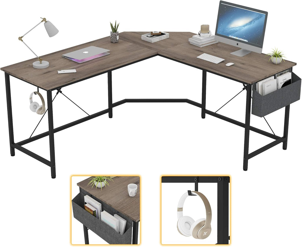 L Shaped Desk 59 Inches Computer Corner Desk with Storage K61027