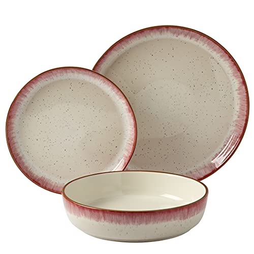 12 Piece Stoneware Dinnerware Set in Berry U641