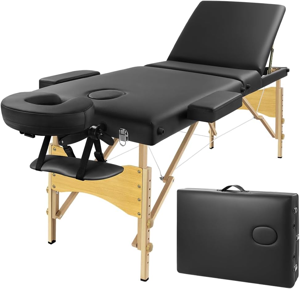 Black Folding Massage Table with Carry Case D317796