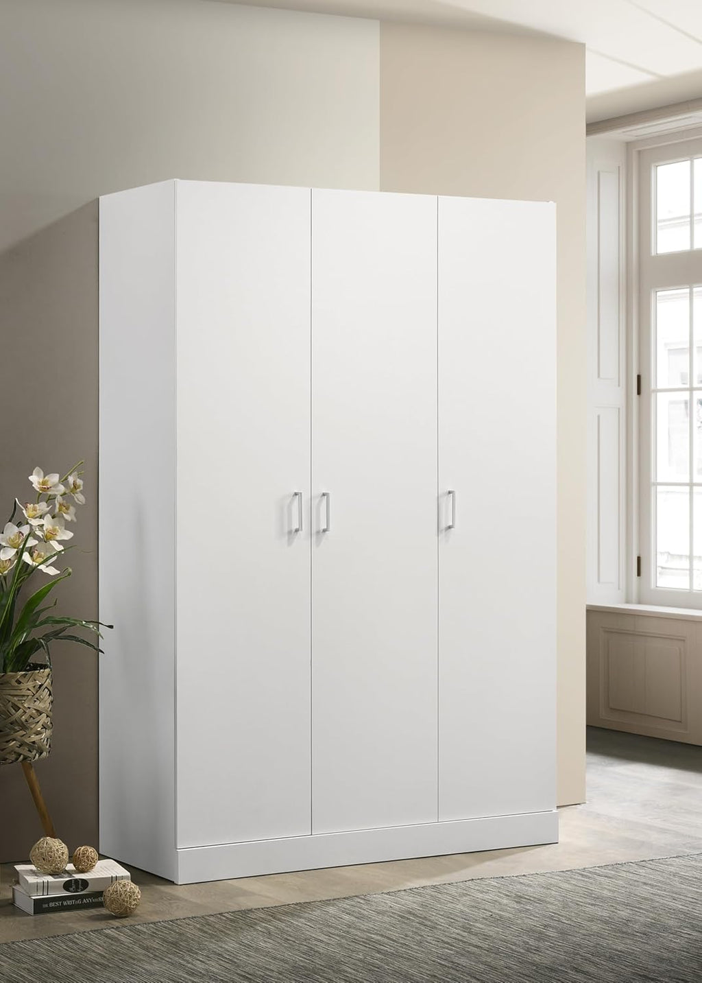 White 3 Doors Wooden Armoire Wardrobe W9643