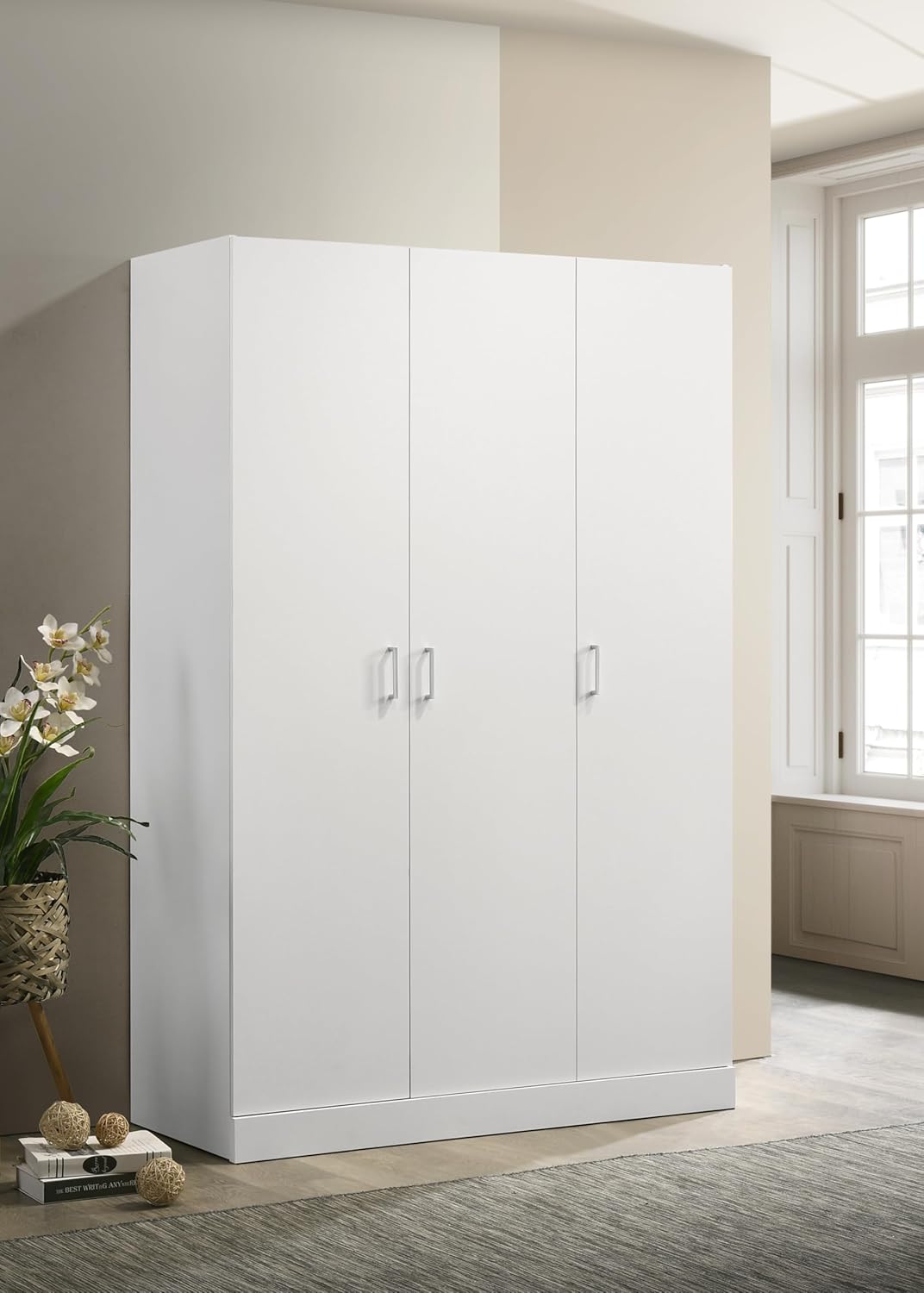 White 3 Doors Wooden Armoire Wardrobe W9643