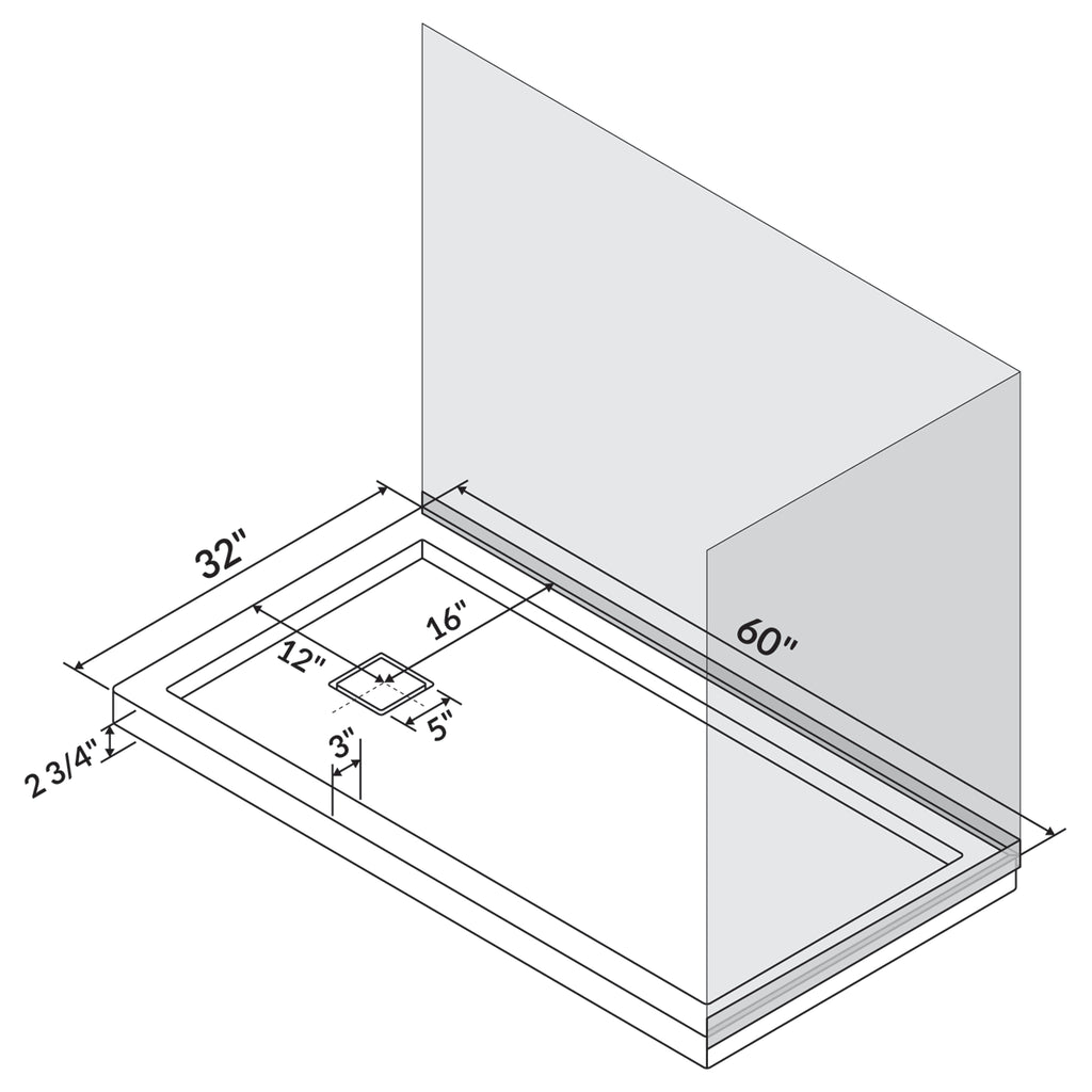 60 x 32 Single Threshold Shower Pan Base M896783