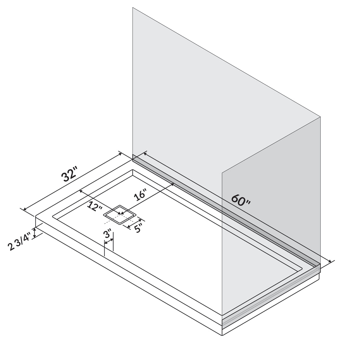 60 x 32 Single Threshold Shower Pan Base M896783