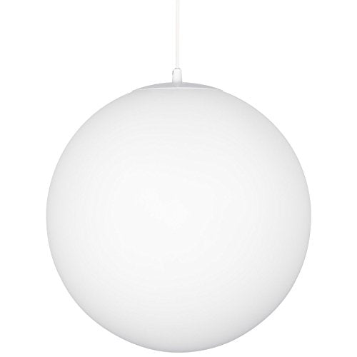14" Mid-Century Modern Hanging Orb Pendant Light with Smooth Matte White Frosted Diffuser, Cool Brass Finish H5983