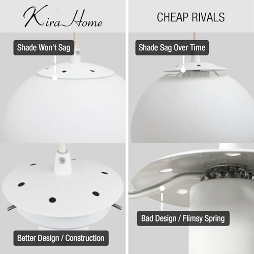 14" Mid-Century Modern Hanging Orb Pendant Light with Smooth Matte White Frosted Diffuser, Cool Brass Finish H5983