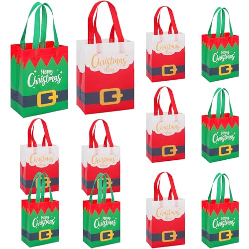 12PC Non-Woven Christmas Tote Bags with Handles M6457