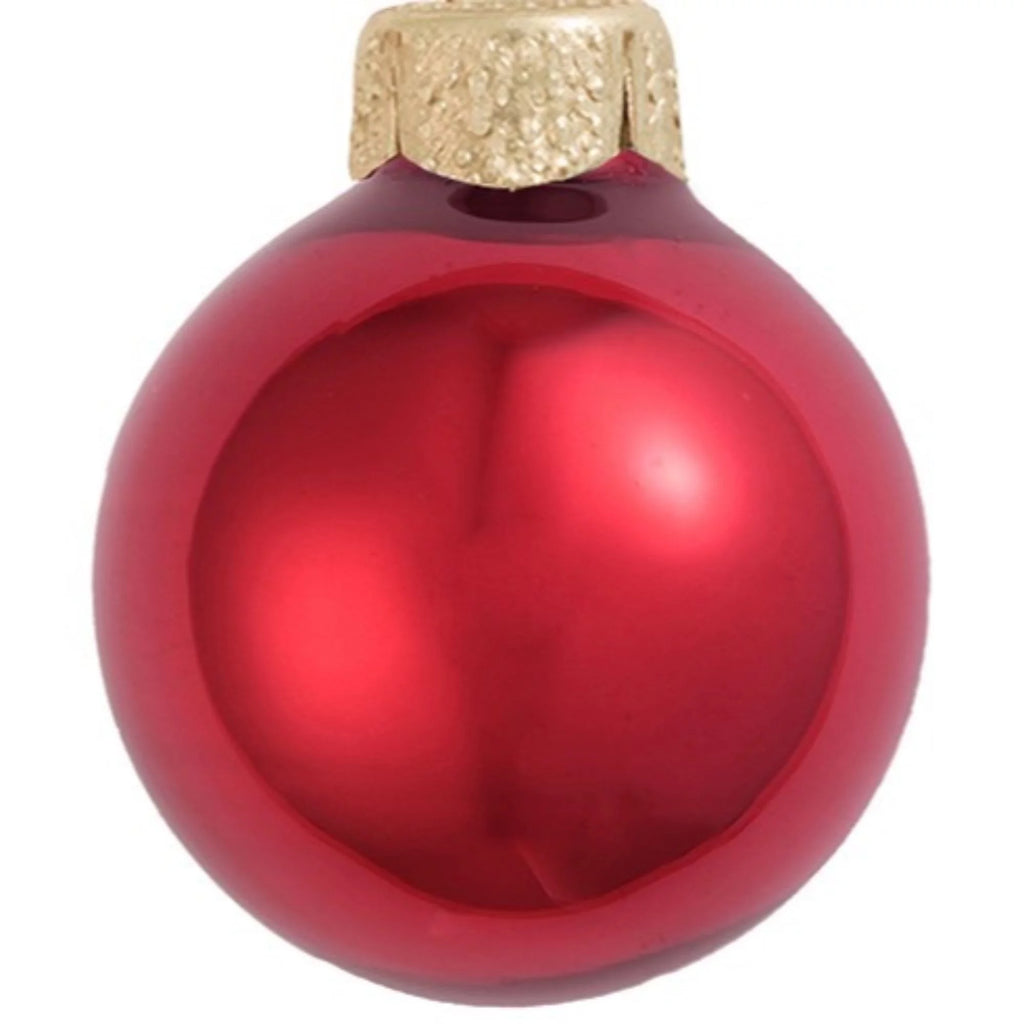 Red 2" Glass Christmas Ball Ornaments 28ct E820