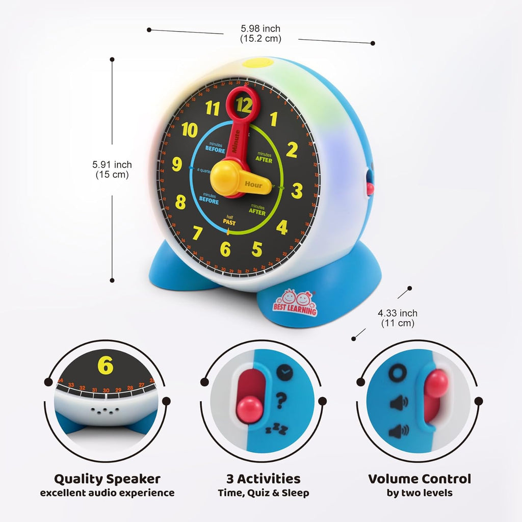 Learning Clock Teaching Light-Up Toy with Quiz and Music Sleep Mode K4776