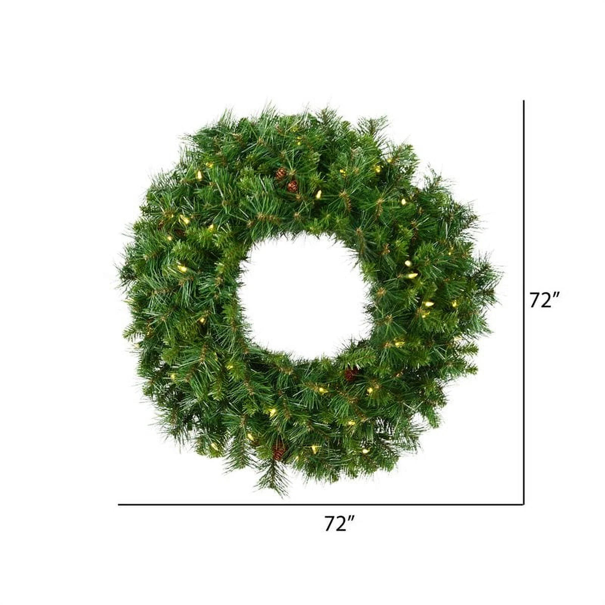 72" Pine Wreath with Warm White LED E7924