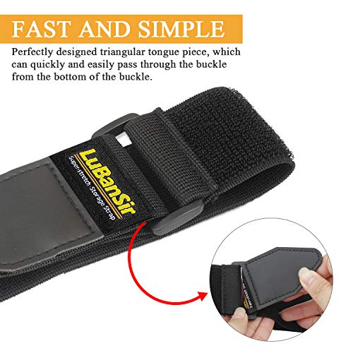 Black 2" x 18" (6 Pack) Elastic Hook and Loop Storage Straps with Buckle G12806