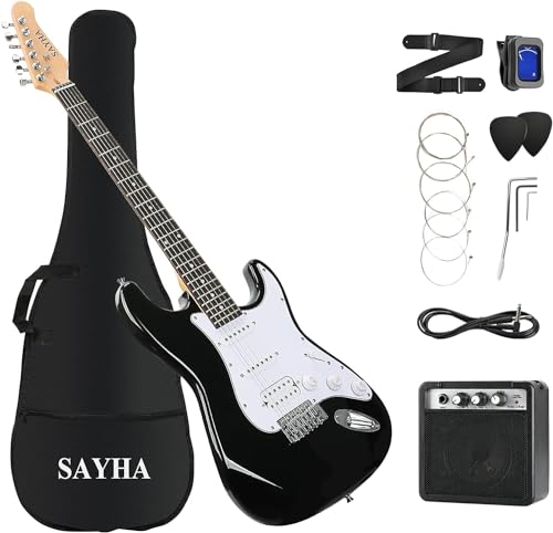 39 Inch Solid Full-size Electric Guitar HSS Pickups Starter Kit (Black) M486675