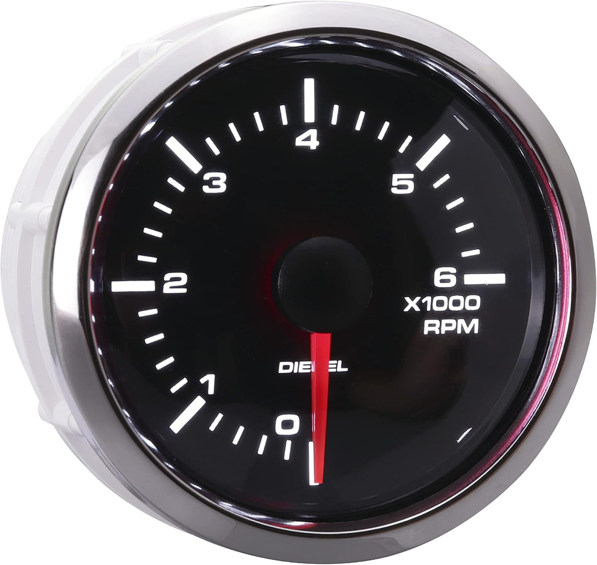 8000 RPM Universal Electronic Tachometer Gauge 52mm White Amber LED Backlit Black Dial Chrome Rim N60127