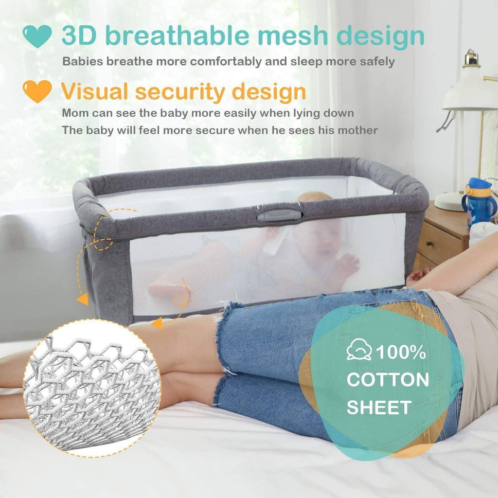 3-in-1 Baby Bassinet & Bedside Sleeper with Cradle Mode E7886