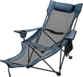 Green Folding Camp Chair with Footrest and Cup Holder B655