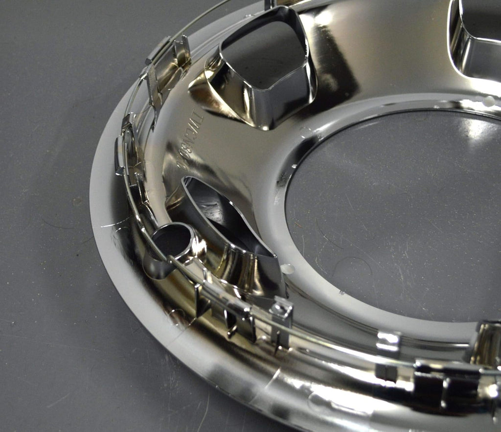 2 New Chrome 17 inch Front Wheel Skins Hubcaps Covers Pair W5111
