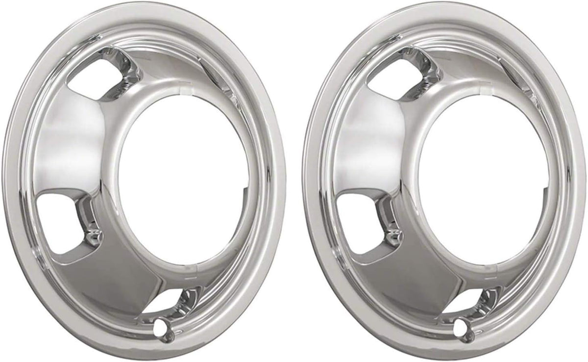 2 New Chrome 17 inch Front Wheel Skins Hubcaps Covers Pair W5111