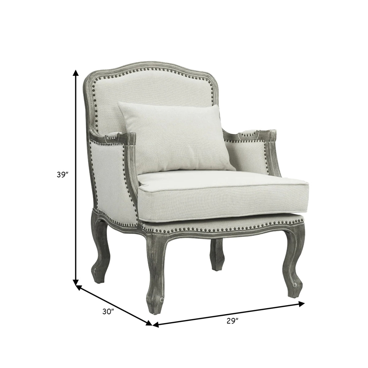 Cream Accent Chair with Nailhead Trim K558090
