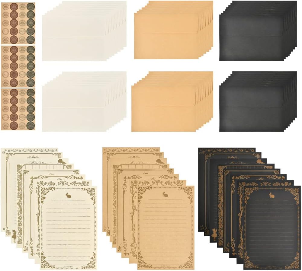 96 Sheets Vintage Stationary Paper and Envelopes Set T429