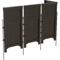 Brown Wicker Resin Reversible Outdoor Panel Screen Enclosure I957