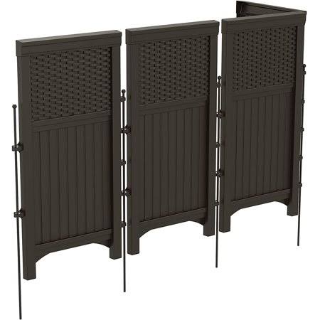 Brown Wicker Resin Reversible Outdoor Panel Screen Enclosure I957