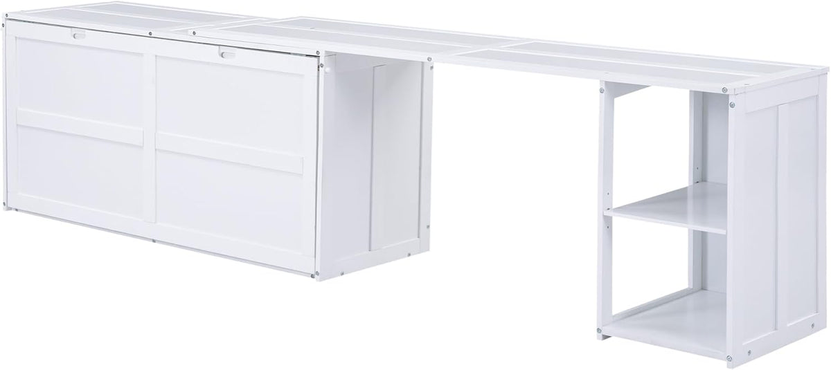White Queen Size Murphy Bed with Storage Drawers R39171